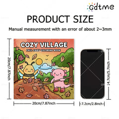 GDTME Cozy Village Coloring Book for Teens & Adults 24 Pgs Fall Art