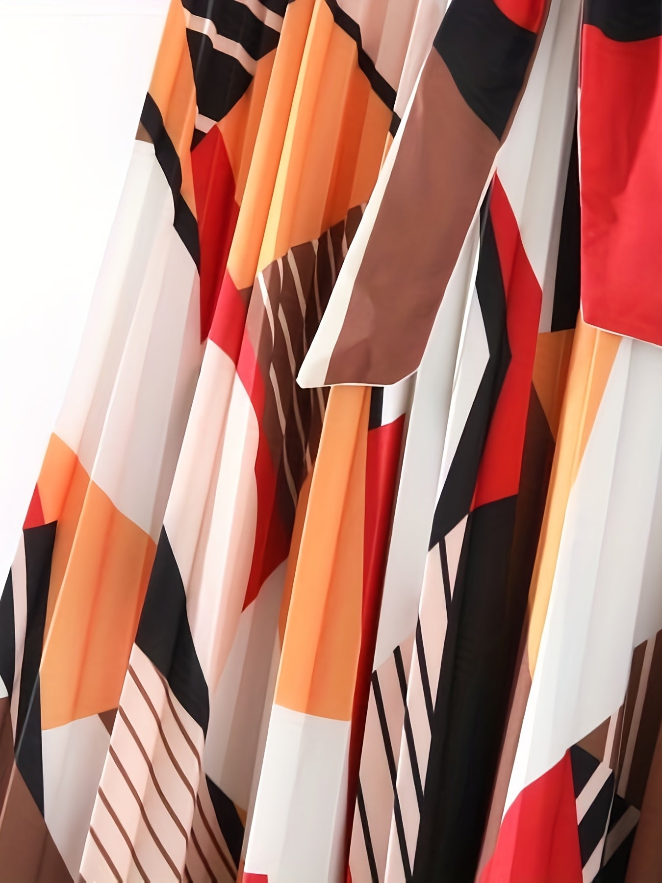 Geometric Print Pleated Skirt Boho Style Spring & Summer Women's Clothing