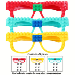 3pcs Building Blocks Glasses Baseboard Frame DIY Toy Christmas Gift