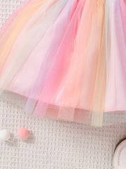 Goose Graphic Mesh Dress for Baby Girls