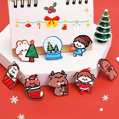 8pcs Christmas Cartoon Brooch For Boys