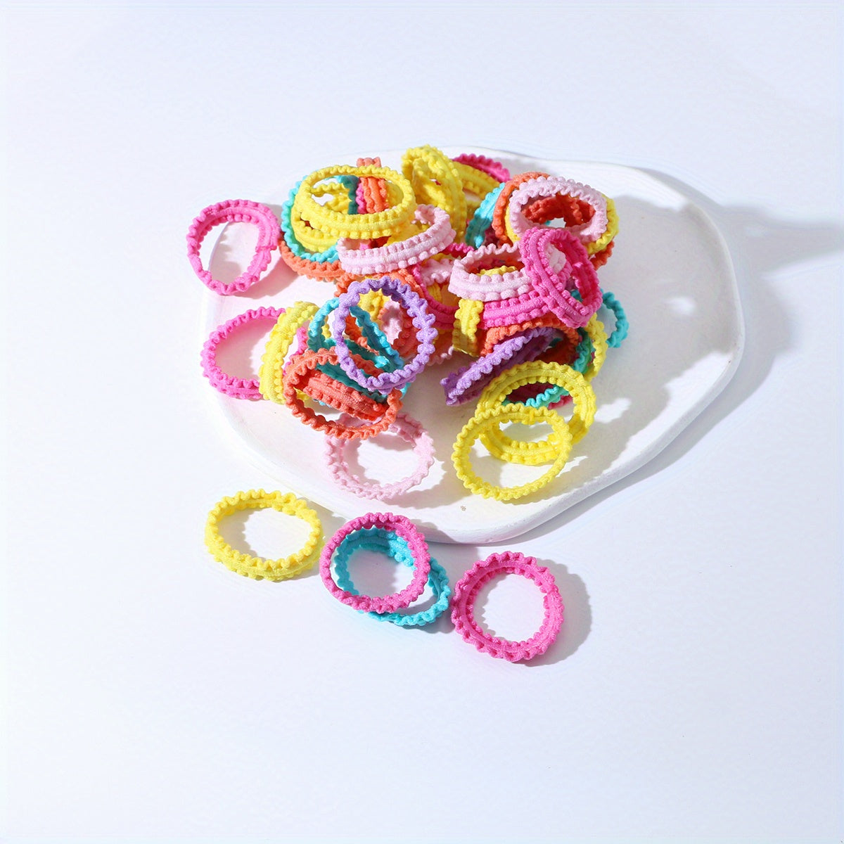 50pcs Colorful Ruffled Mini Hair Ties for Baby Girls