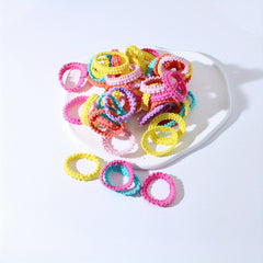 50pcs Colorful Ruffled Mini Hair Ties for Baby Girls