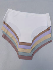 6pcs Seamless Solid Briefs Stretchy Intimates Panties Women's Lingerie