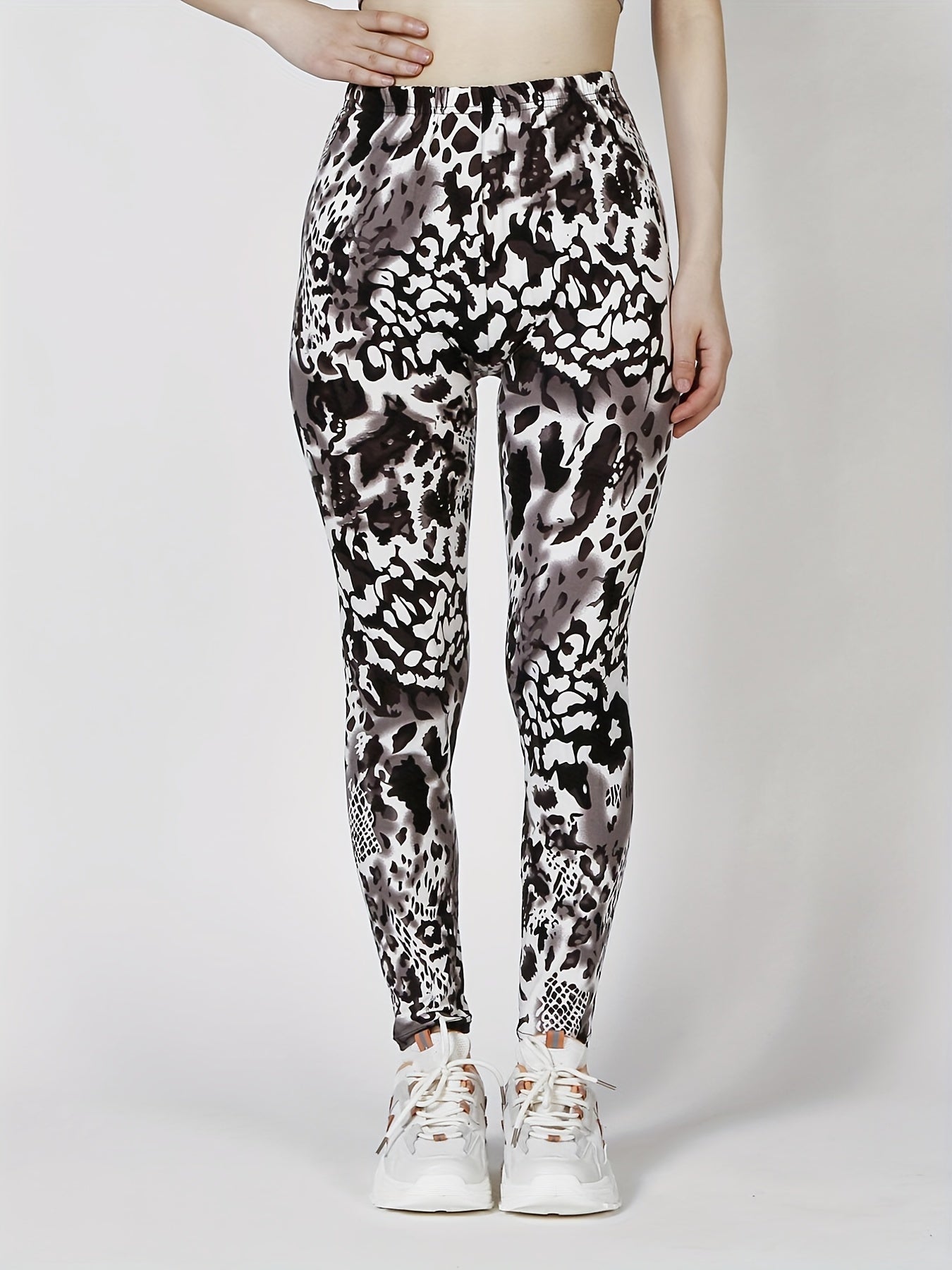 Leopard Print Skinny Leggings High Waist Casual Stretchy Leggings