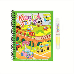 4pcs Reusable Watercolor Book Set with Pens Animal and Marine Life Themes