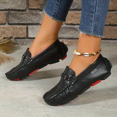 Women's Solid Flat Loafers Slip On Low Round Toe Soft Sole Lightweight Shoes