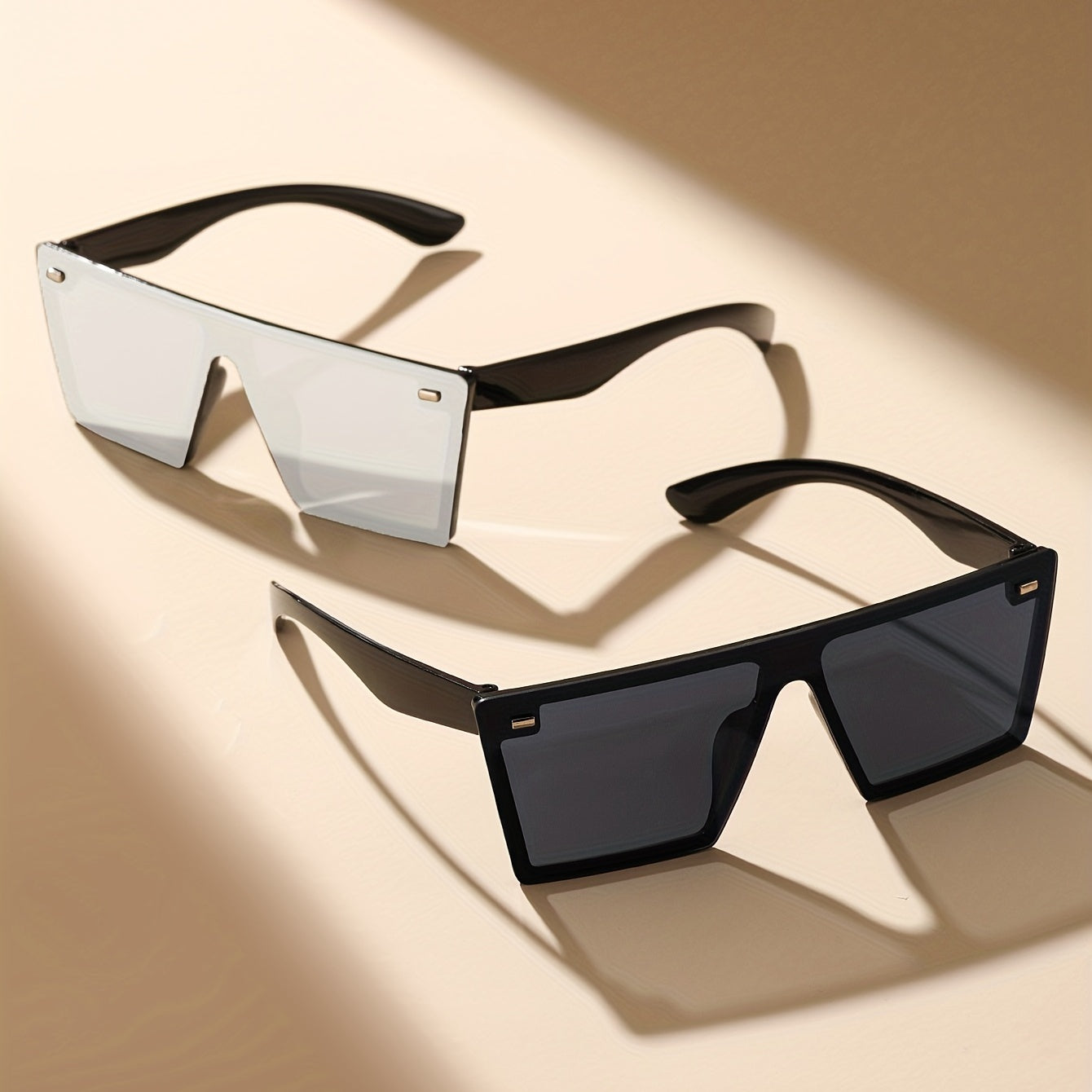 Y2K Flat Top Rimless Shield Sunglasses for Women Men