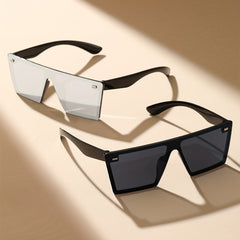 Y2K Flat Top Rimless Shield Sunglasses for Women Men