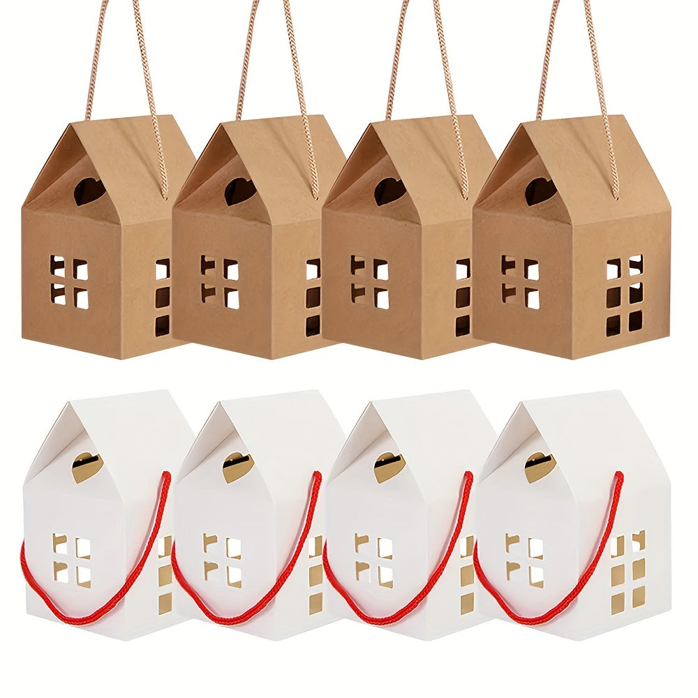 5pcs Christmas House Shape Candy Boxes Gift Wrapping Box Xmas Party Decoration
