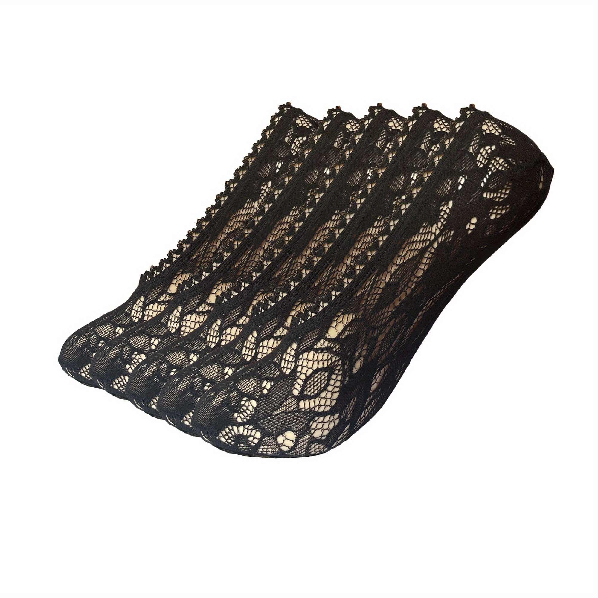 5 Pairs Floral Lace Ankle Socks Lightweight Low Cut Women's Stockings