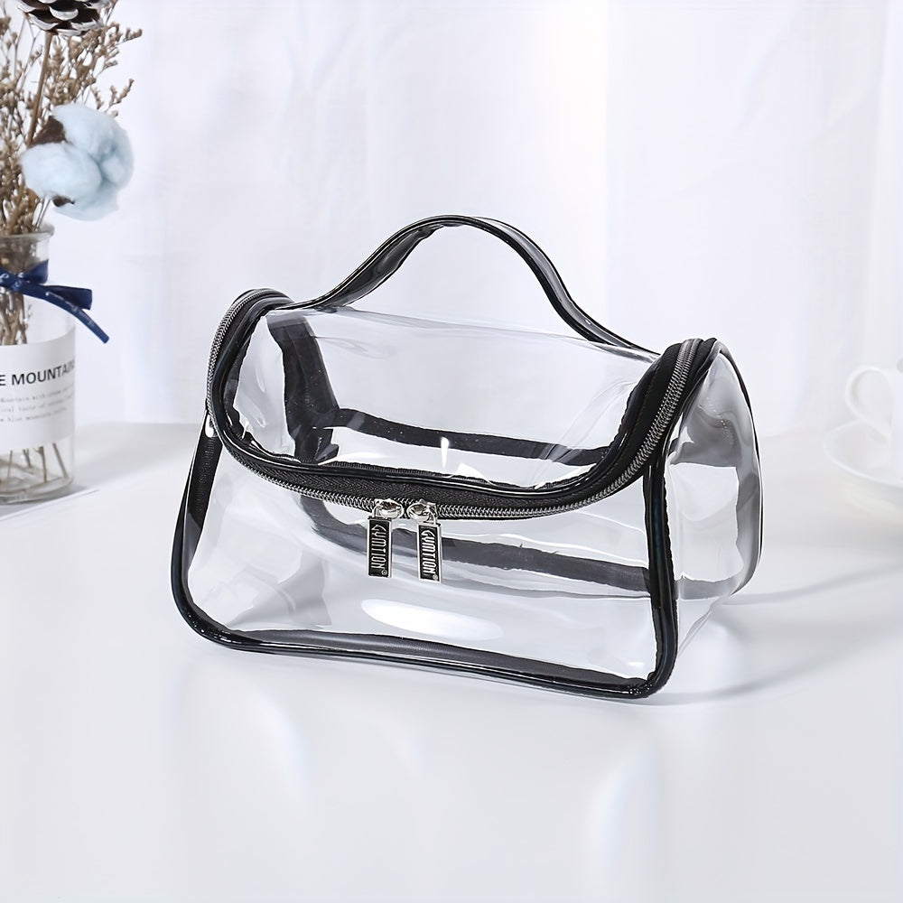 Clear PVC Toiletry Bag with Handle Zipper Waterproof Travel Pouch