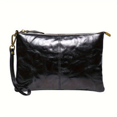 Timeless Vintage Leather Clutch Wallet Secure Zipper Wristlet
