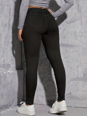 Slim Fit Skinny Jeans Ripped Holes Distressed Denim Pants