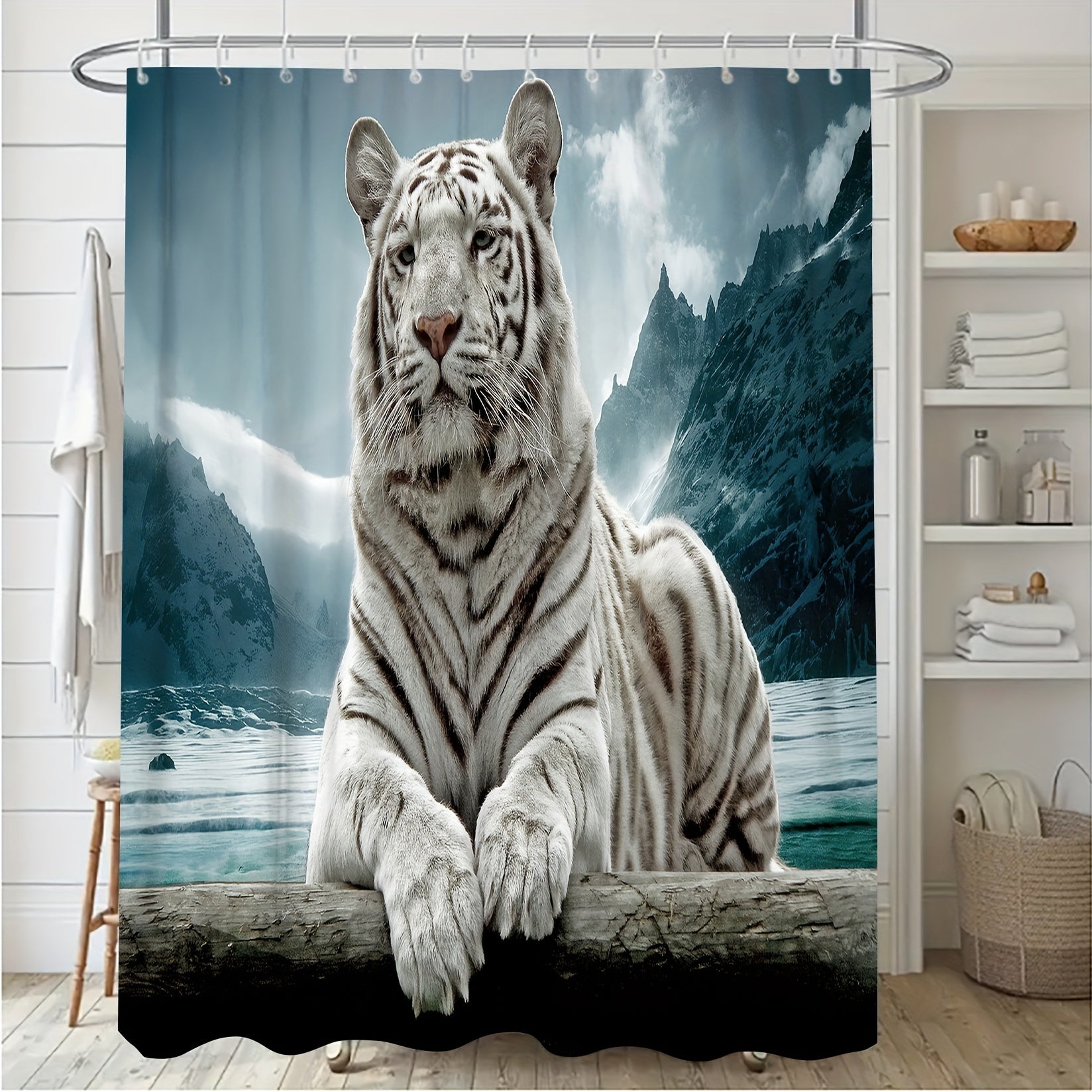 3D Digital Printing Bathroom Shower Curtain Waterproof Multifunctional Curtain