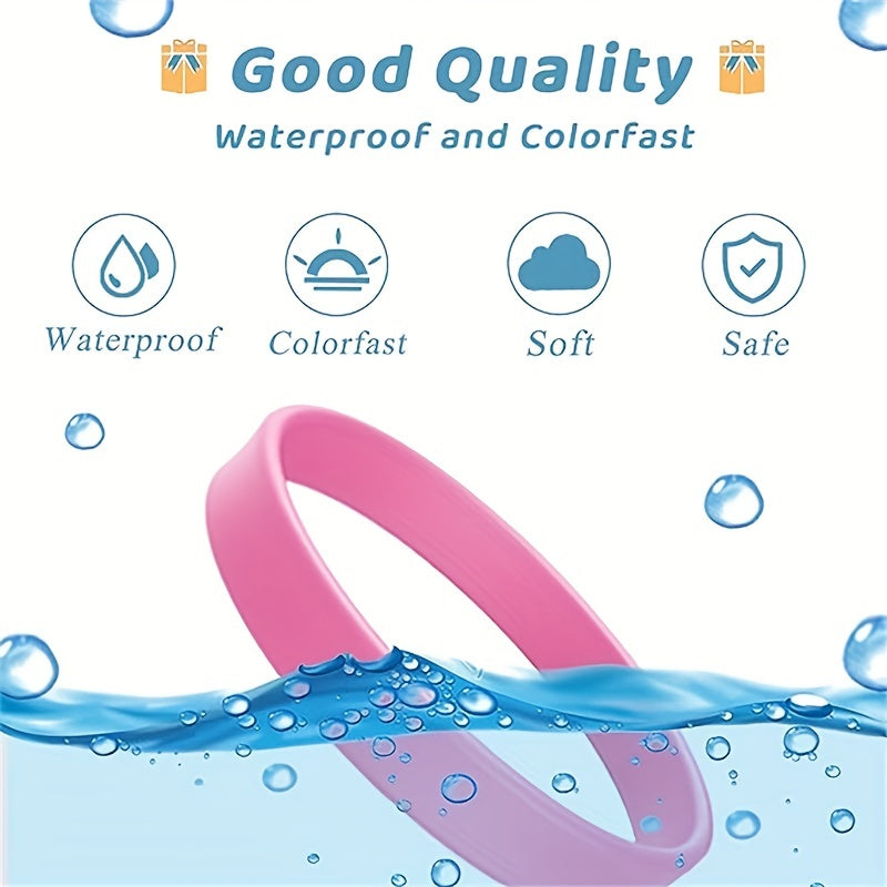 100 Pieces Silicone Bracelets Rubber Wristbands Solid Blank Bracelet