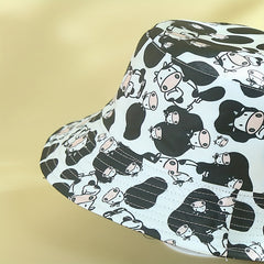 Cow Print Bucket Hat Reversible Sun Hat Lightweight Fisherman Cap