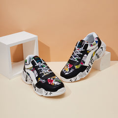 Women's Platform Printed Sneakers Lightweight Lace Up Running Shoes
