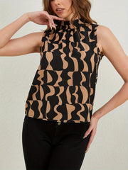 Casual Mock Neck Sleeveless Blouse for Spring & Summer Women's Clothing
