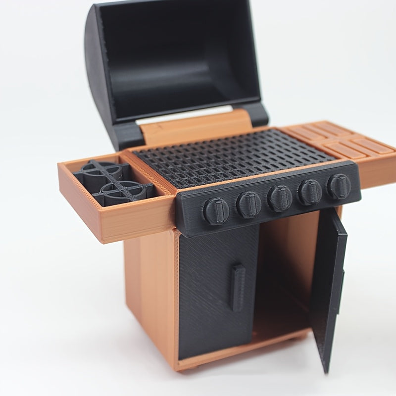 1:12 Scale BBQ Grill Model Wooden Table Scene Accessory for Dollhouse