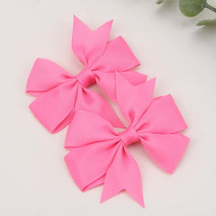 2PCS Baby Girls Grosgrain Ribbon Hair Bows Boutique Pinwheel Bow Hair Clips
