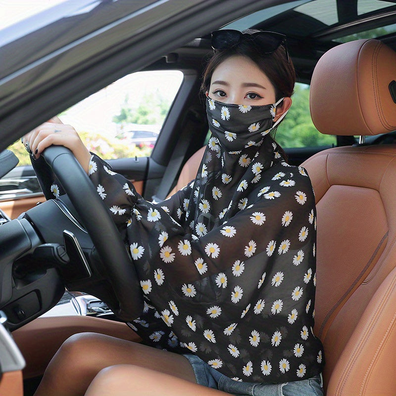 Sunscreen Mask Shawl Lightweight Breathable Windproof Wrap Cape