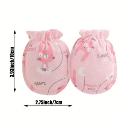 6 Pairs Newborn Cotton Cartoon Mittens for Infant Baby Girls and Boys