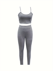 Hourglass Two piece Cami Top Set Sexy Crop Cami Top & Casual Pants 2pcs