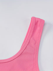Rib Knit Yoga Jumpsuit Tummy Control Stretch Bodysuit