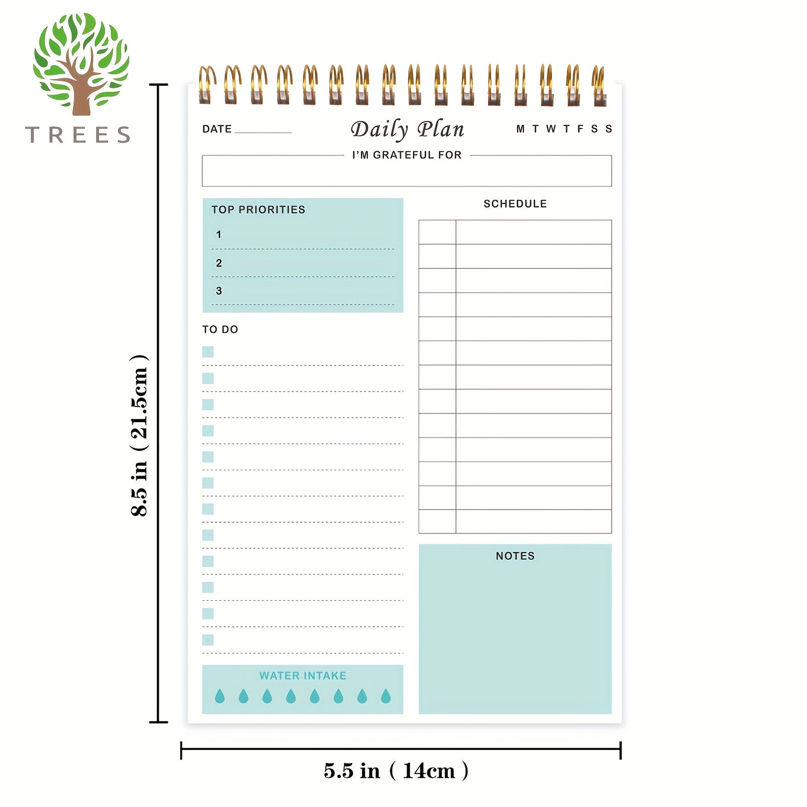 Undated Daily Planner Notepad Spiral Bound To Do List 52 Sheets