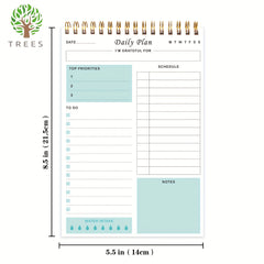 Undated Daily Planner Notepad Spiral Bound To Do List 52 Sheets