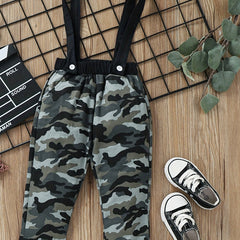 Toddler Boys Camo Graphic Suspenders Pants Kids Summer Clothing