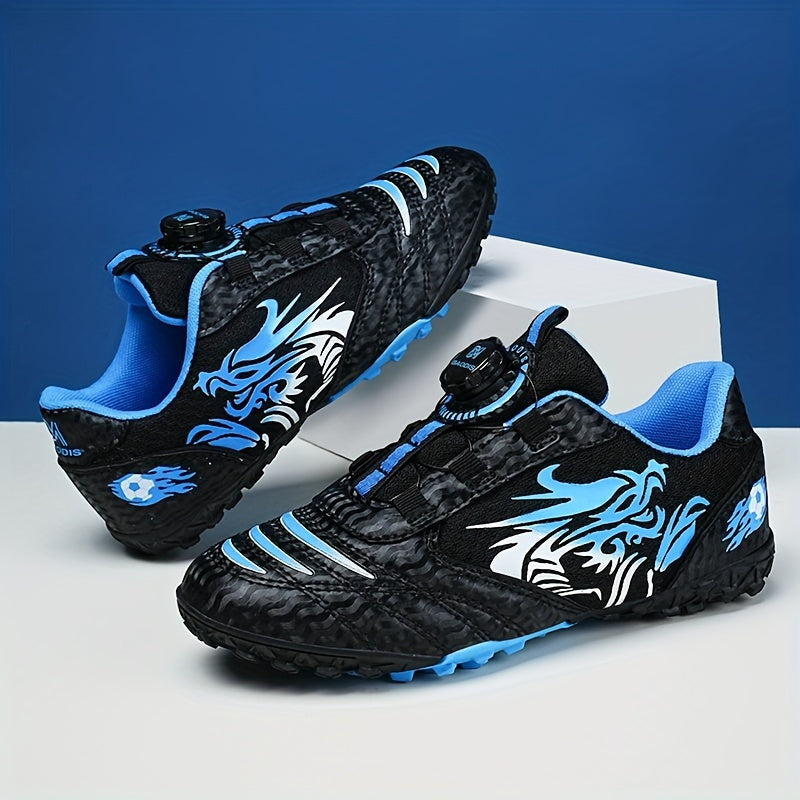 Boy's Solid Turf Football Boots with Rotating Buckle Outdoor Soccer Cleats