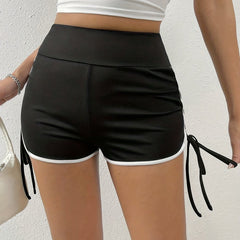 Y2K Side Drawstring Contrast Trim Shorts