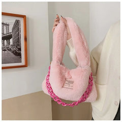 Plush Printed Tote Bag for Women