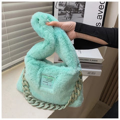 Plush Printed Tote Bag for Women