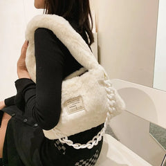 Plush Printed Tote Bag for Women
