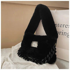 Plush Printed Tote Bag for Women