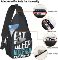 bassyil Volleyball Sling Bag Crossbody Travel Hiking Chest Backpack
