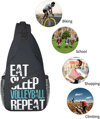 bassyil Volleyball Sling Bag Crossbody Travel Hiking Chest Backpack