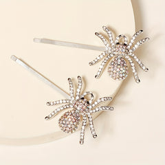 2pcs Rhinestone Spider Bobby Pin Bangs Clip Side Clip