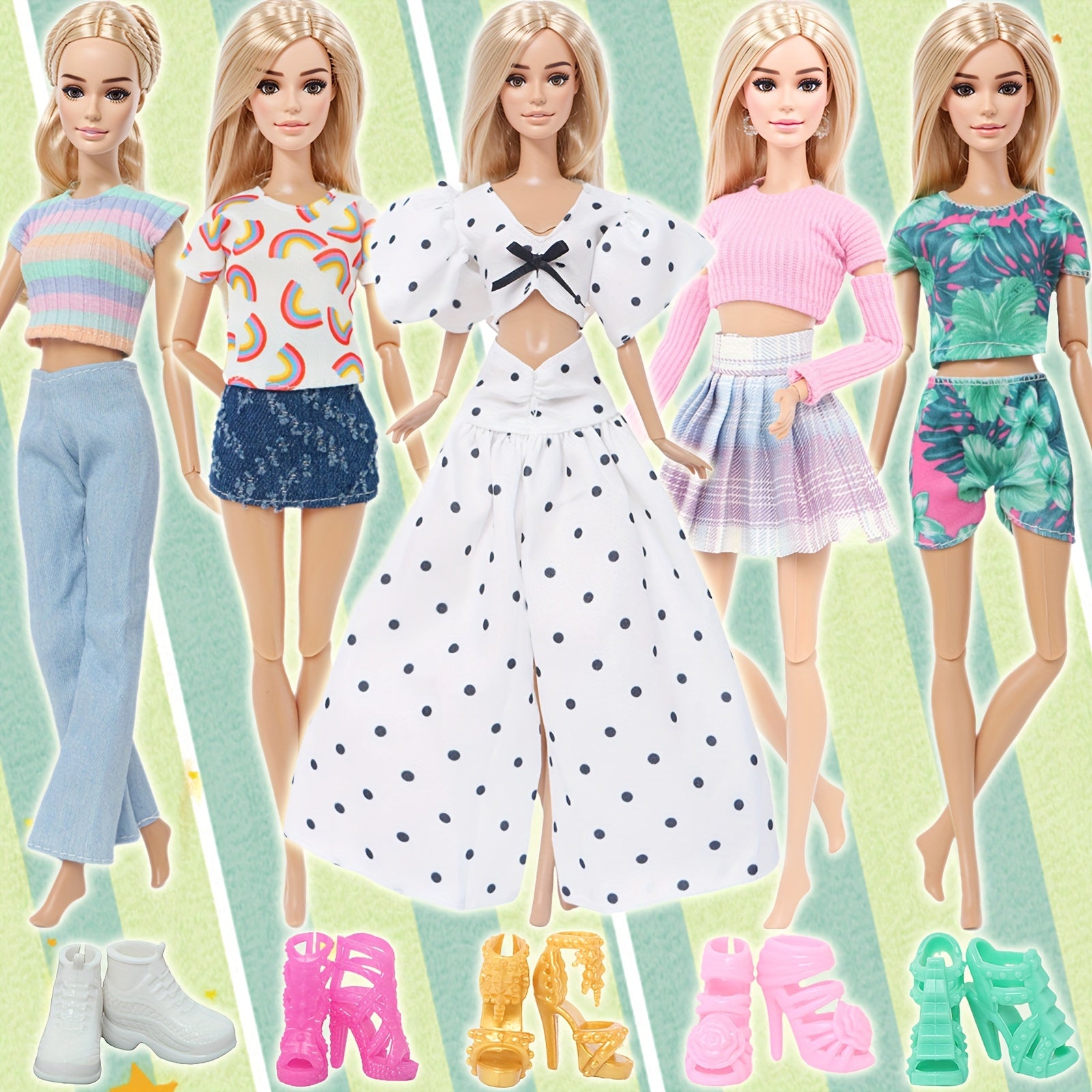 5-Piece Doll Clothes and Accessories Set for 11-8 Inch Girl Doll