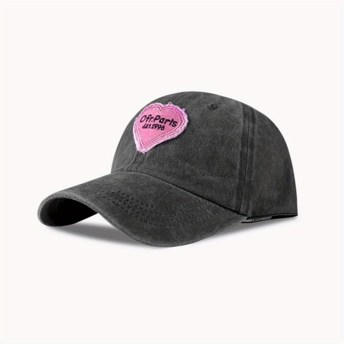 Pink Love Patch Duck Tongue Cap Soft Washed Baseball Cap Sun Hat