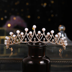 Rhinestone Pearl Queen Crown Baroque Wedding Crown For Bride Princess Tiara