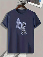 Robot Print Men's Sports T-shirt Graphic Tee