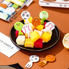 16pcs Cartoon Fruit Fork Plastic Decoration Stick Bento Box Toothpicks