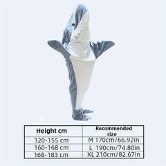 Shark Cartoon Sleeping Bag Soft Flannel Hoodie Wearable Blanket