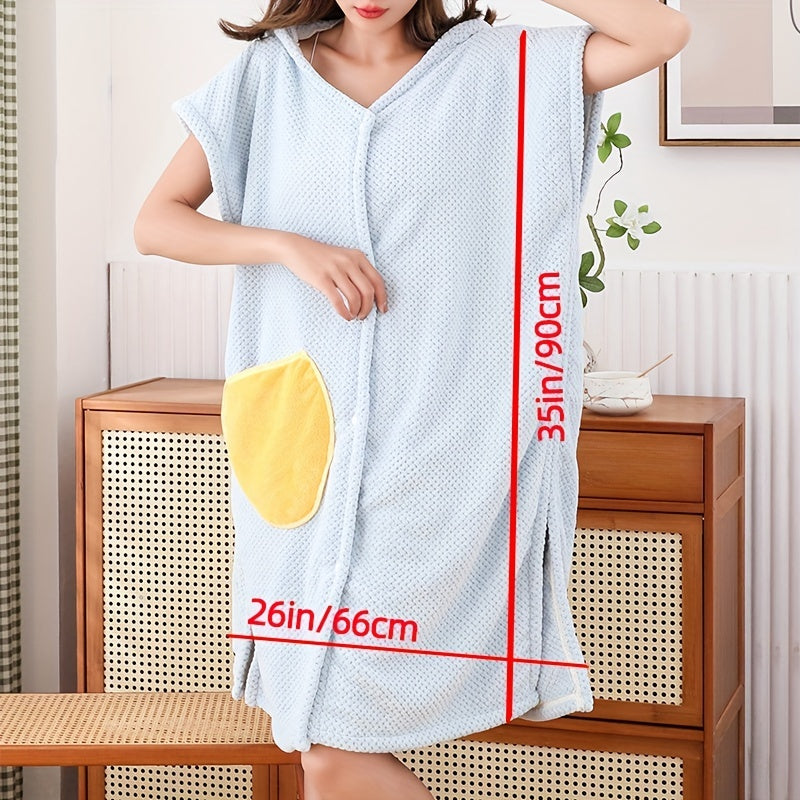 Women's Hooded Bathrobe with Hat and Towel Set