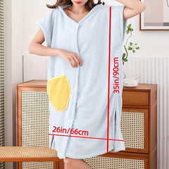 Women's Hooded Bathrobe with Hat and Towel Set