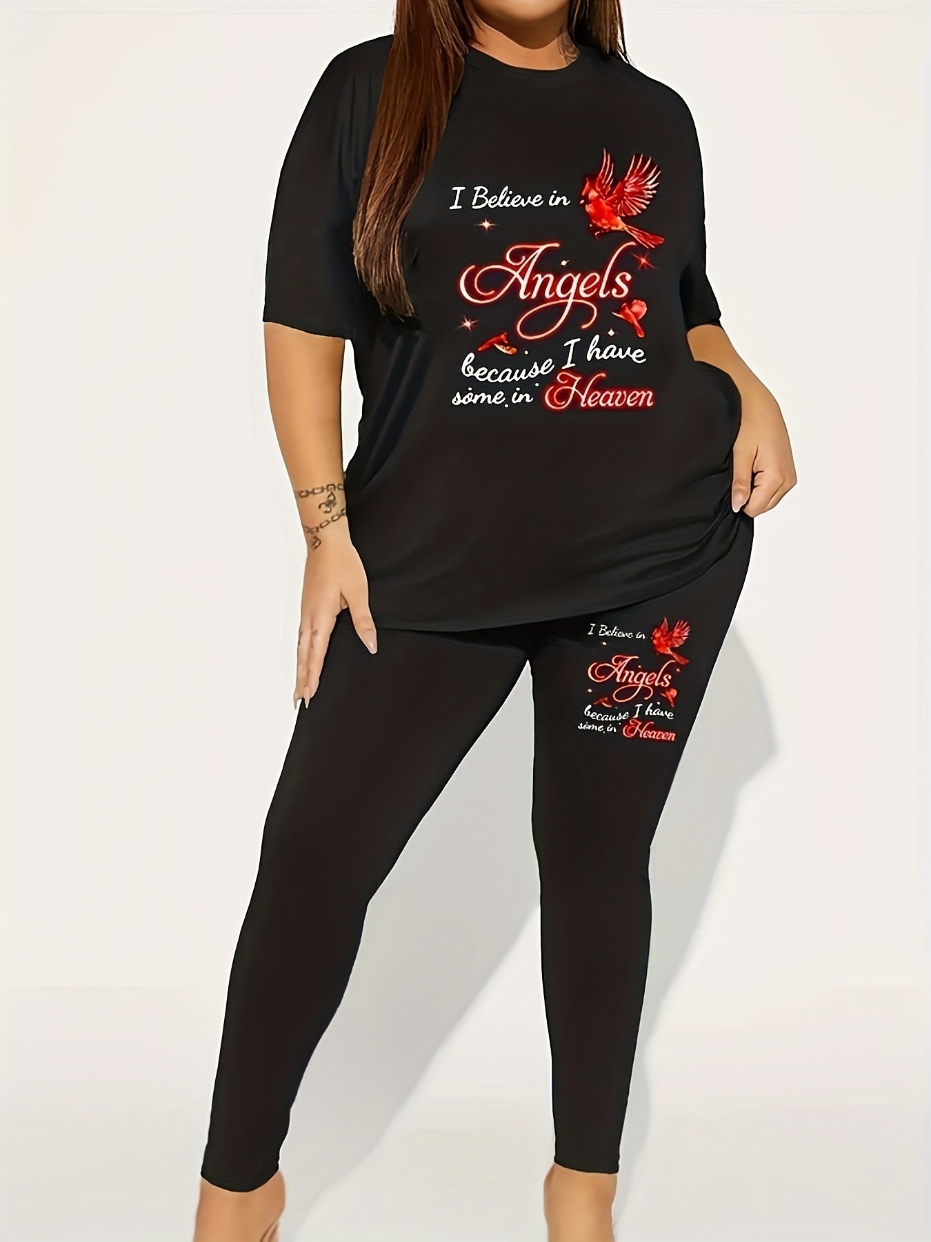 Cartoon Figure Tee & Leggings Set